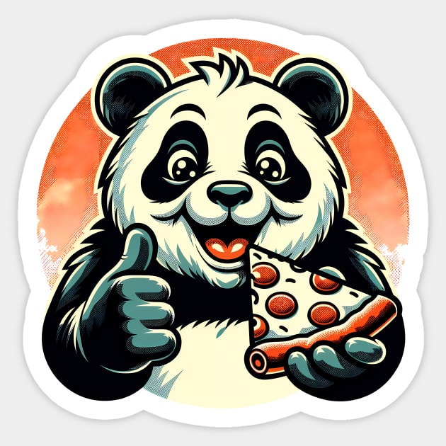 Panda Bear Eating Pizza Sticker by logiamerch